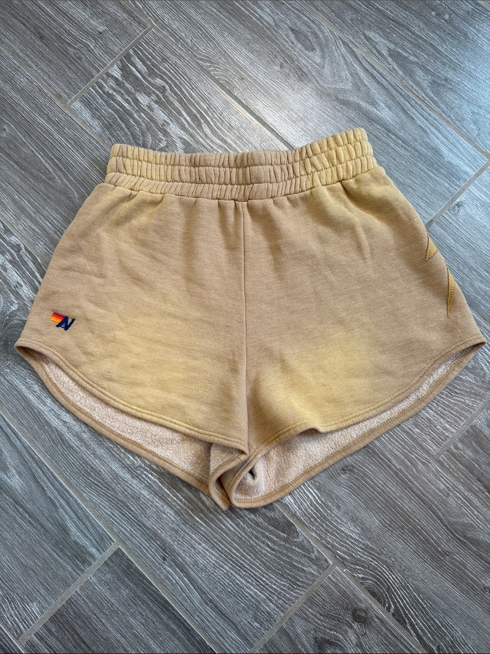 Aviator Nation Sand Women lightning bolt Fleece sweat Shorts Size Small Like new